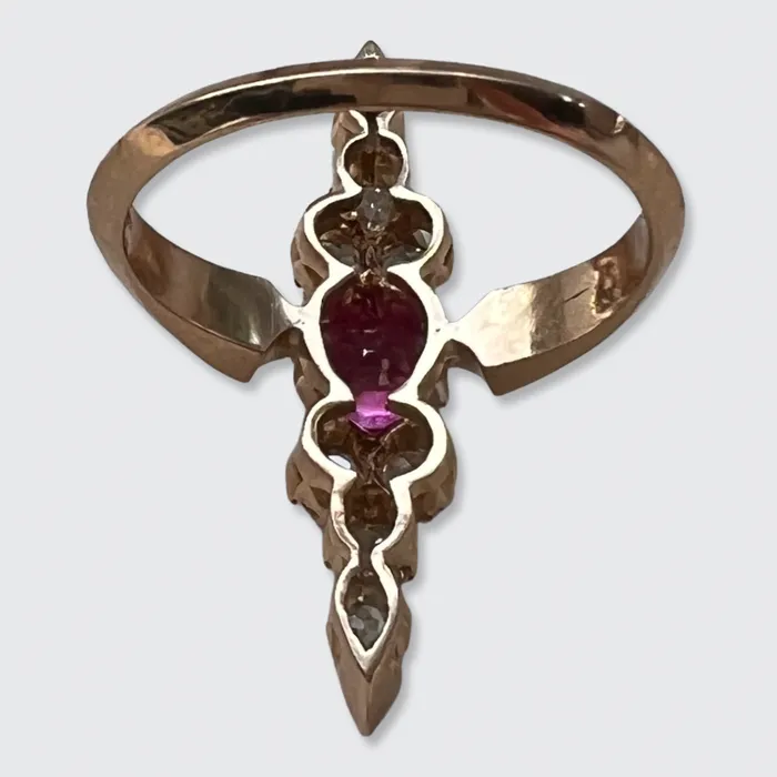 Rings Ruby Old Minecut Diamond Pointer Ring 21stfinds