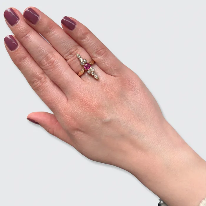 Rings Ruby Old Minecut Diamond Pointer Ring 21stfinds