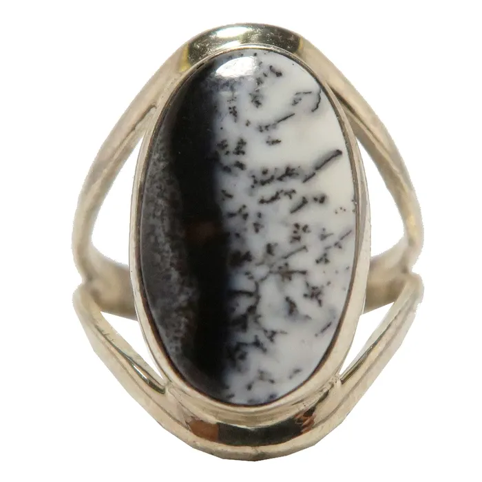 Rings Satin Crystals Dendritic Agate Ring Trees Sterling Silver Size 9