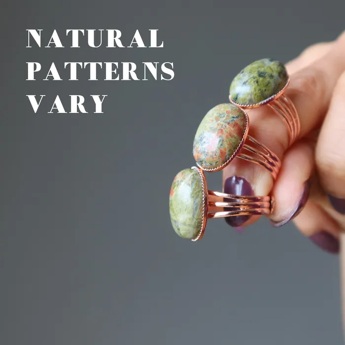 Rings Satin Crystals Unakite Ring Mighty Oak Crystal Copper Adjustable