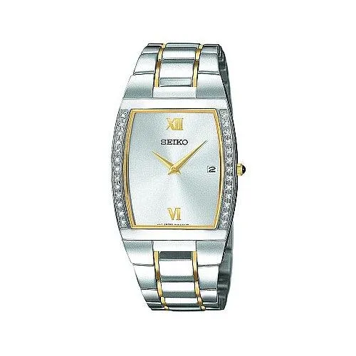 Rings Seiko Seiko Mens Two Tone Quartz Diamond Watch SKP321