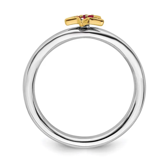 Rings Stackable Expressions SS Stackable Expression GoldPlated Cr Ruby Star Ring QSK2174