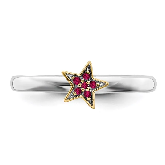 Rings Stackable Expressions SS Stackable Expression GoldPlated Cr Ruby Star Ring QSK2174
