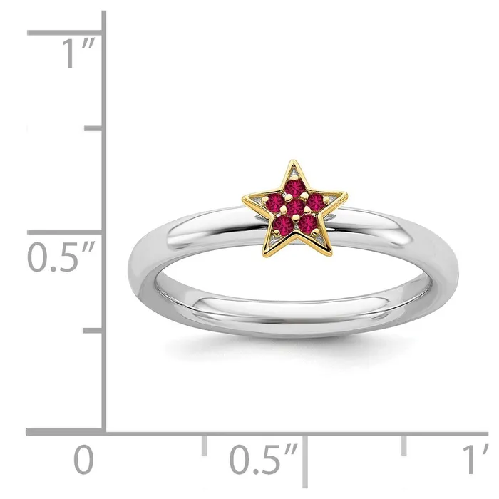 Rings Stackable Expressions SS Stackable Expression GoldPlated Cr Ruby Star Ring QSK2174