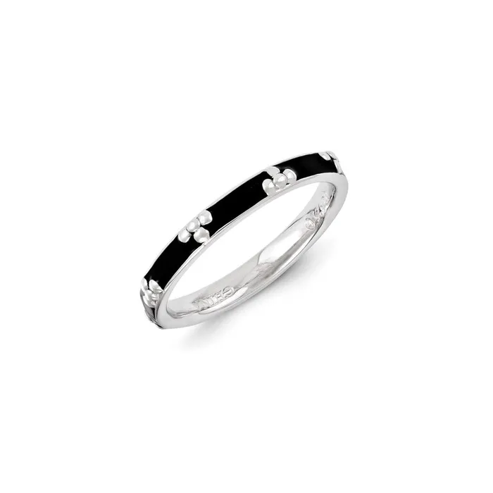 Rings Stackable Expressions Sterling Silver Stackable Expressions Black Enameled Ring QSK1423