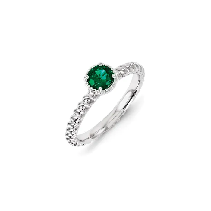 Rings Stackable Expressions Sterling Silver Stackable Expressions Created Emerald Ring QSK1105