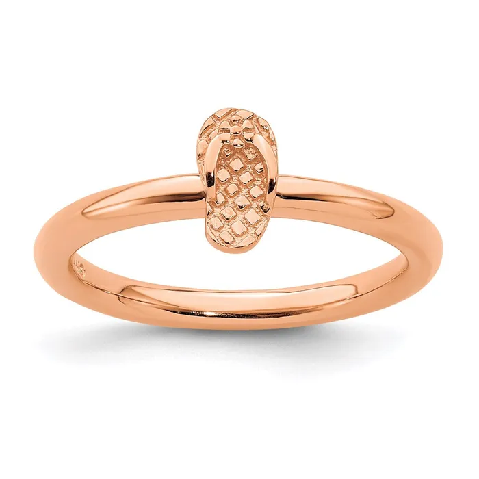Rings Stackable Expressions Sterling Silver Stackable Expressions Pinkplated Flip Flop Ring QSK1965