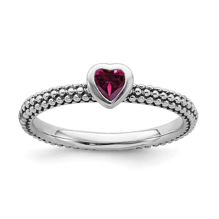 Rings Stackable Expressions Sterling Silver Stackable Expressions Polished CrR Heart Ring QSK609
