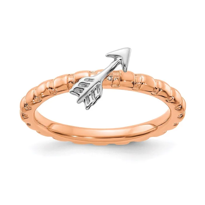 Rings Stackable Expressions Sterling Silver Stackable Expressions Rose Gold Rhodplate Arrow Ring QSK2051