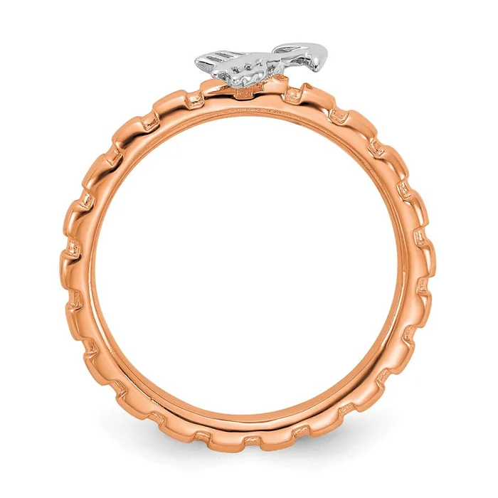 Rings Stackable Expressions Sterling Silver Stackable Expressions Rose Gold Rhodplate Arrow Ring QSK2051