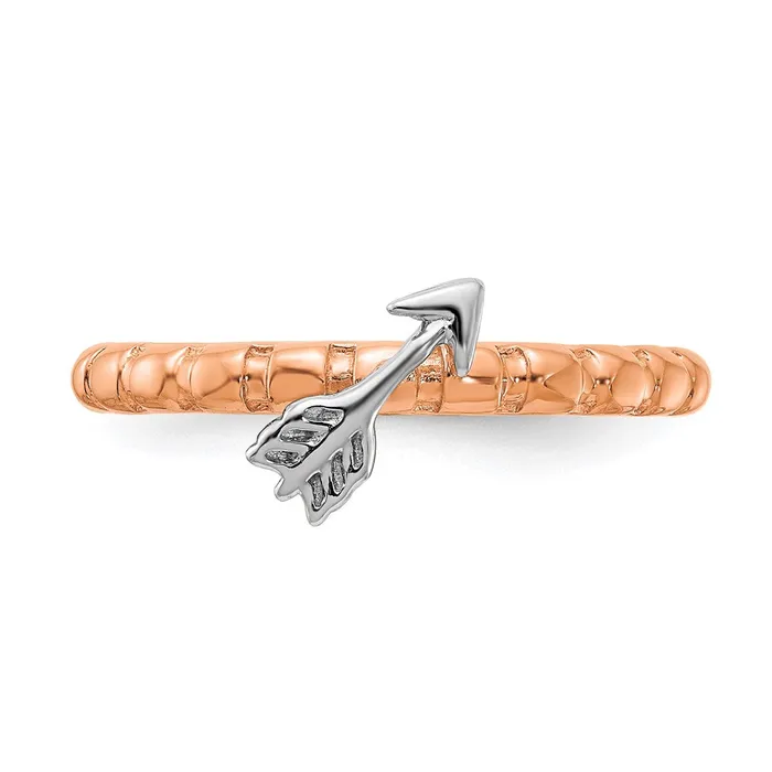 Rings Stackable Expressions Sterling Silver Stackable Expressions Rose Gold Rhodplate Arrow Ring QSK2051