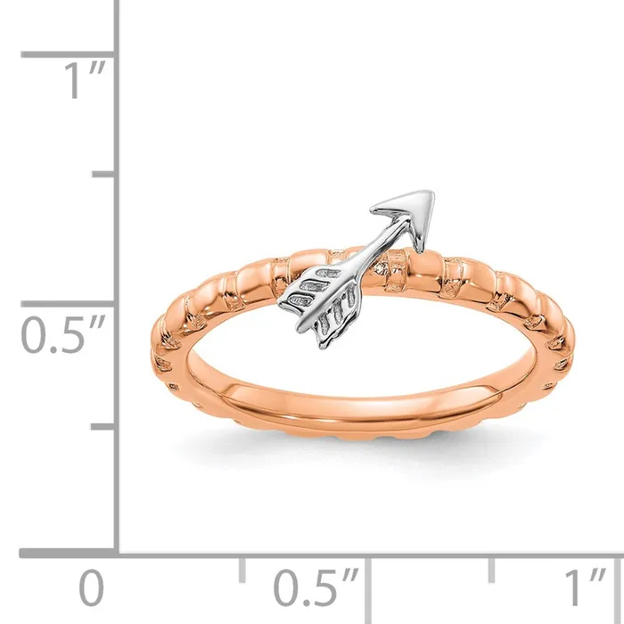 Rings Stackable Expressions Sterling Silver Stackable Expressions Rose Gold Rhodplate Arrow Ring QSK2051