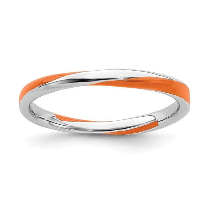 Rings Stackable Expressions Sterling Silver Stackable Expressions Twisted Orange Enameled Ring QSK565