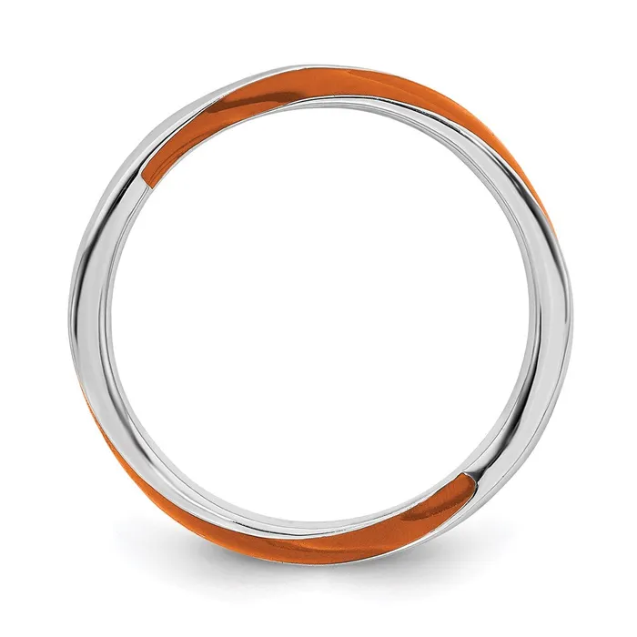 Rings Stackable Expressions Sterling Silver Stackable Expressions Twisted Orange Enameled Ring QSK565