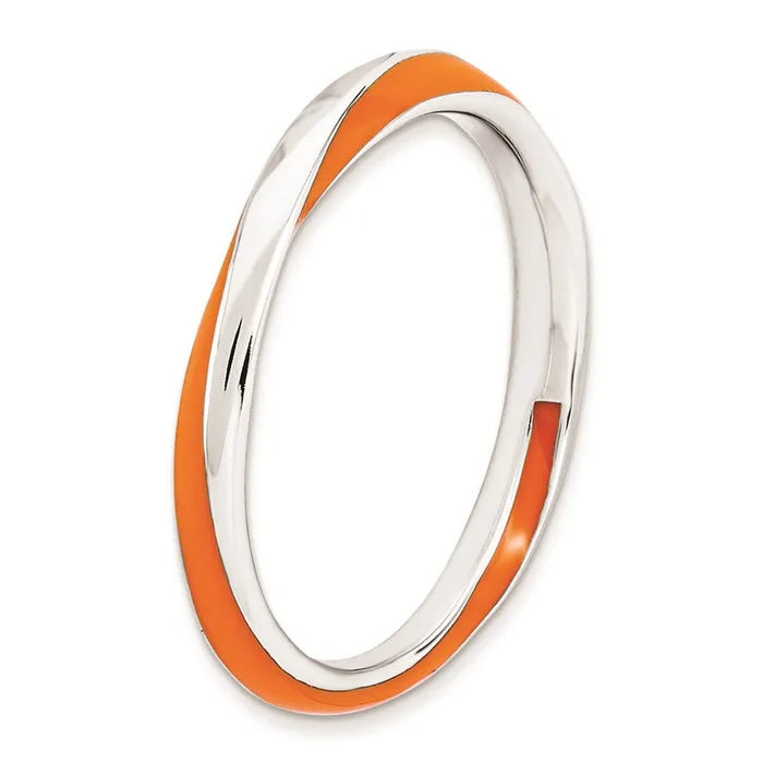 Rings Stackable Expressions Sterling Silver Stackable Expressions Twisted Orange Enameled Ring QSK565
