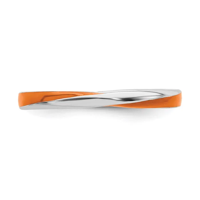 Rings Stackable Expressions Sterling Silver Stackable Expressions Twisted Orange Enameled Ring QSK565