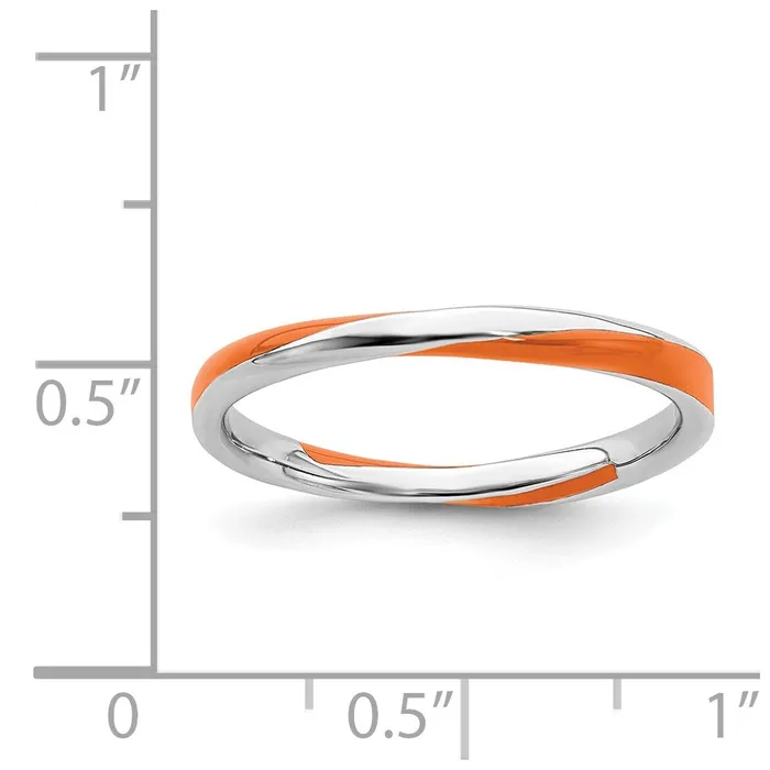 Rings Stackable Expressions Sterling Silver Stackable Expressions Twisted Orange Enameled Ring QSK565
