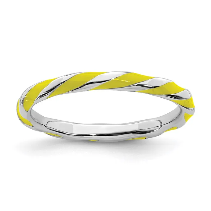 Rings Stackable Expressions Sterling Silver Stackable Expressions Twisted Yellow Enameled Ring QSK548