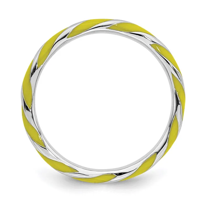 Rings Stackable Expressions Sterling Silver Stackable Expressions Twisted Yellow Enameled Ring QSK548