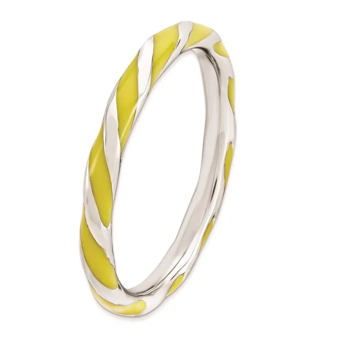 Rings Stackable Expressions Sterling Silver Stackable Expressions Twisted Yellow Enameled Ring QSK548