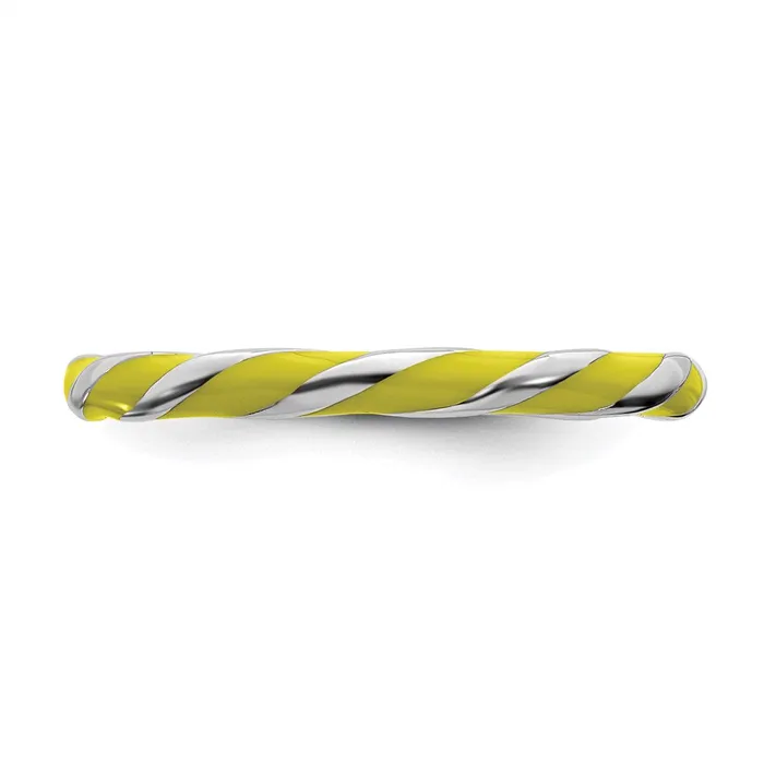 Rings Stackable Expressions Sterling Silver Stackable Expressions Twisted Yellow Enameled Ring QSK548