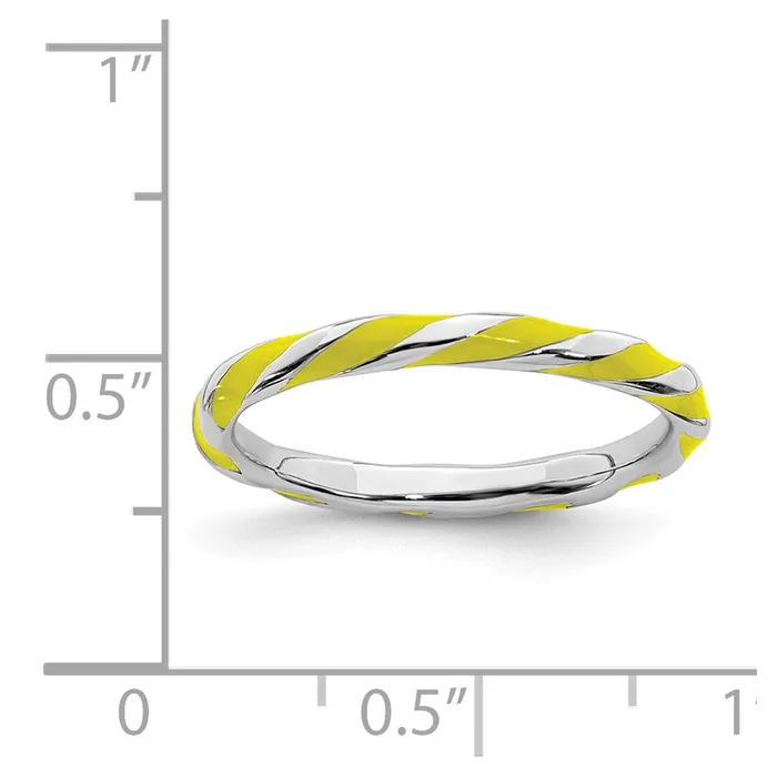 Rings Stackable Expressions Sterling Silver Stackable Expressions Twisted Yellow Enameled Ring QSK548