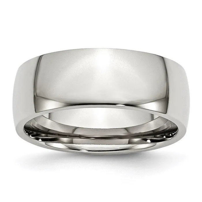Rings Stainless Steel 8mm Polished Band Chisel