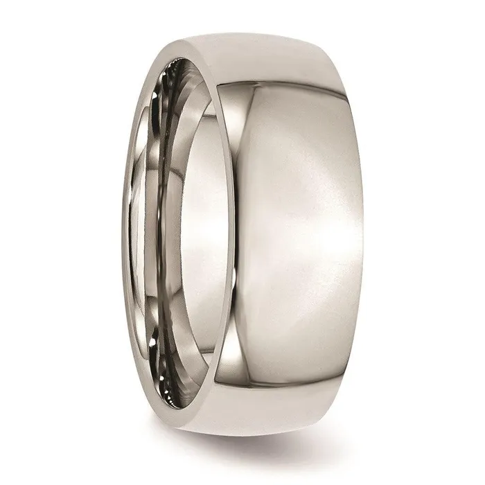 Rings Stainless Steel 8mm Polished Band Chisel