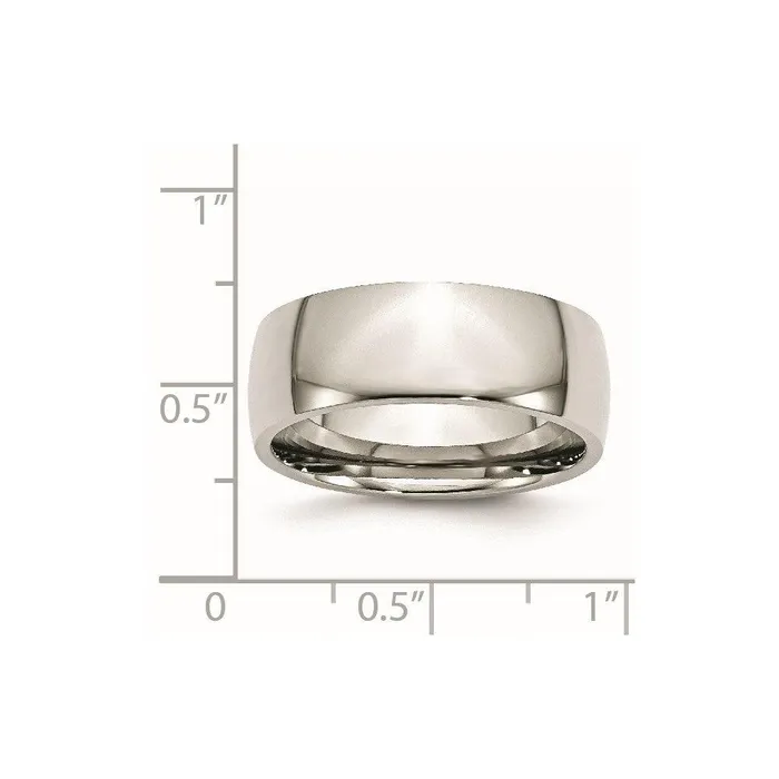 Rings Stainless Steel 8mm Polished Band Chisel