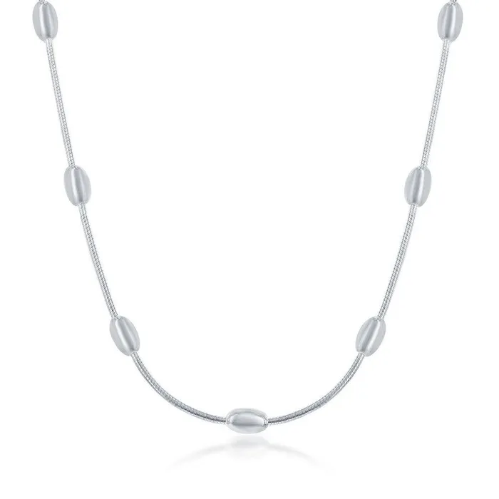 Rings Sterling Silver 4mm Snake and Oval Beads Chain 20 Classic