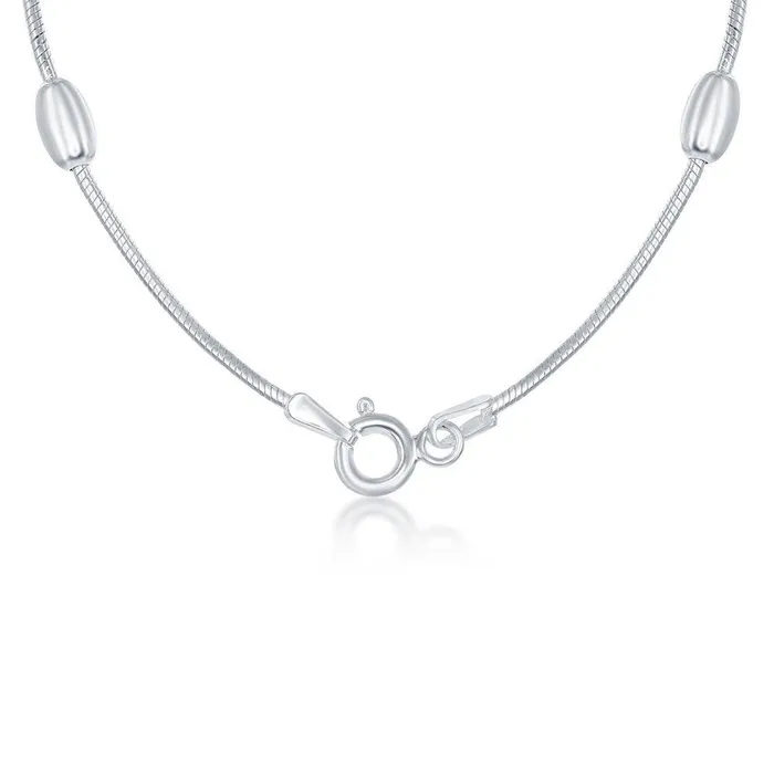 Rings Sterling Silver 4mm Snake and Oval Beads Chain 20 Classic