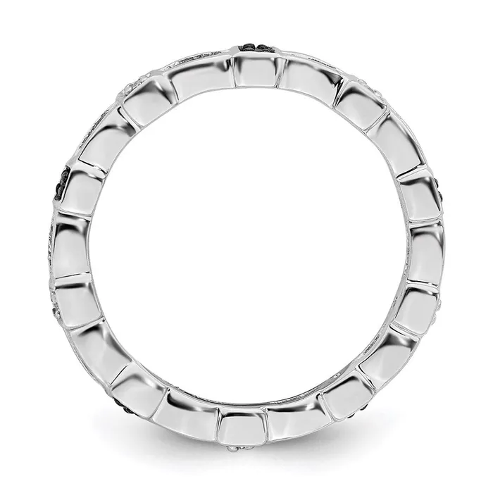 Rings Sterling Silver Stackable Expressions Black White Diamond Ring QSK1058 Stackable Expressions