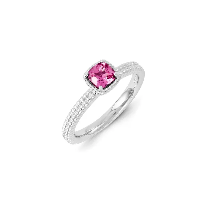 Rings Sterling Silver Stackable Expressions Created Pink Sapphire Ring QSK1097 Stackable Expressions