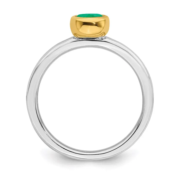 Rings Sterling Silver Stackable Expressions wGoldplate Cr Emerald Ring QSK1879 Stackable Expressions