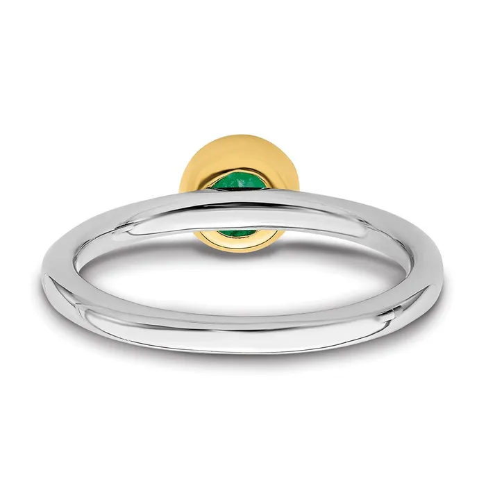 Rings Sterling Silver Stackable Expressions wGoldplate Cr Emerald Ring QSK1879 Stackable Expressions