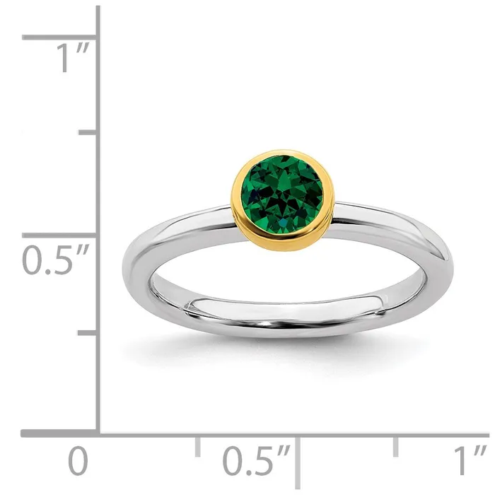 Rings Sterling Silver Stackable Expressions wGoldplate Cr Emerald Ring QSK1879 Stackable Expressions