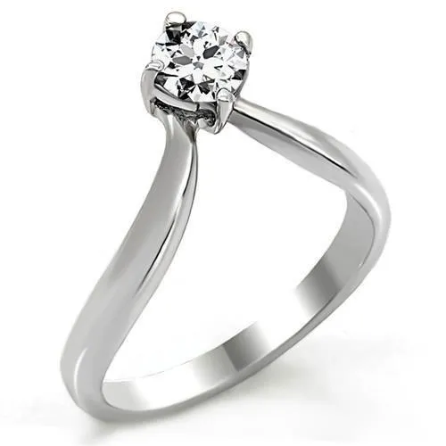 Rings TK0W260 High polished no plating Stainless Steel Ring with AAA Grade CZ in Clear Alamode