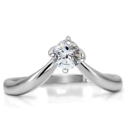 Rings TK0W260 High polished no plating Stainless Steel Ring with AAA Grade CZ in Clear Alamode