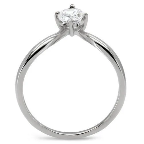 Rings TK0W260 High polished no plating Stainless Steel Ring with AAA Grade CZ in Clear Alamode