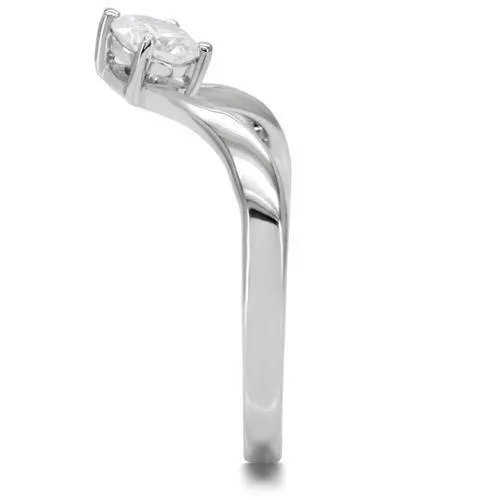 Rings TK0W260 High polished no plating Stainless Steel Ring with AAA Grade CZ in Clear Alamode