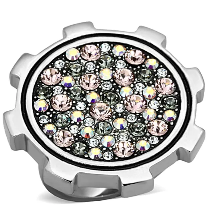 Rings TK1113 High polished no plating Stainless Steel Ring with Top Grade Crystal in Multi Color Alamode