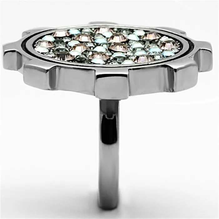 Rings TK1113 High polished no plating Stainless Steel Ring with Top Grade Crystal in Multi Color Alamode