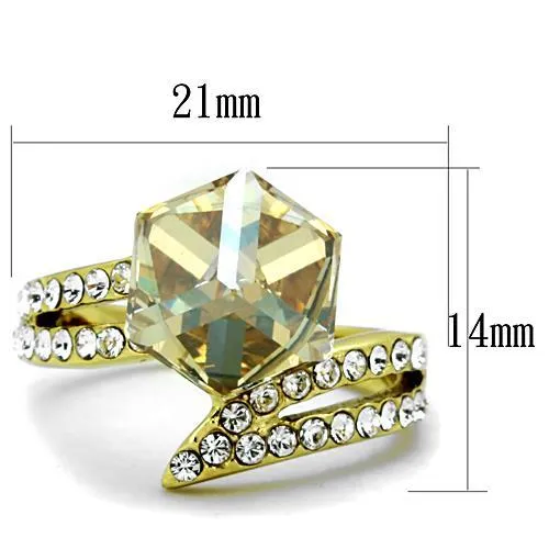 Rings TK1745 IP GoldIon Plating Stainless Steel Ring with Top Grade Crystal in Champagne Alamode