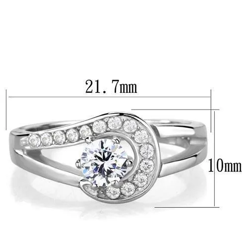 Rings TK1857 High polished no plating Stainless Steel Ring with AAA Grade CZ in Clear Alamode