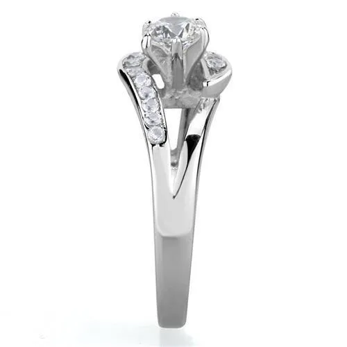 Rings TK1857 High polished no plating Stainless Steel Ring with AAA Grade CZ in Clear Alamode