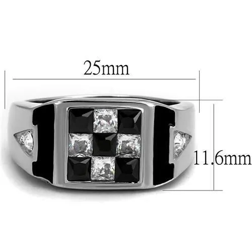 Rings TK2663 High polished no plating Stainless Steel Ring with AAA Grade CZ in Jet Alamode