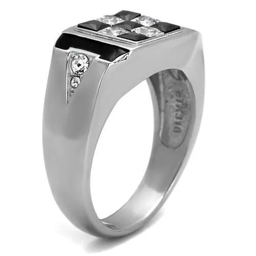 Rings TK2663 High polished no plating Stainless Steel Ring with AAA Grade CZ in Jet Alamode