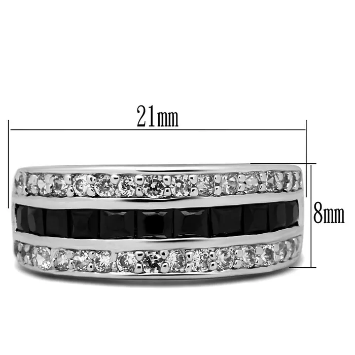 Rings TK2872 High polished no plating Stainless Steel Ring with AAA Grade CZ in Black Diamond Alamode