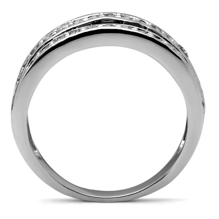 Rings TK2872 High polished no plating Stainless Steel Ring with AAA Grade CZ in Black Diamond Alamode