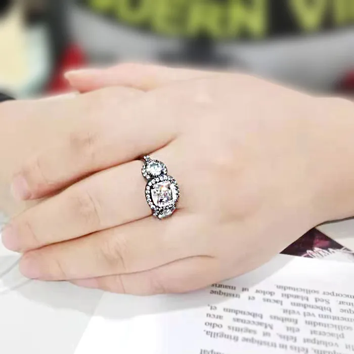 Rings TK3784 IP Black Ion Plating Stainless Steel Ring with AAA Grade CZ in Clear Alamode